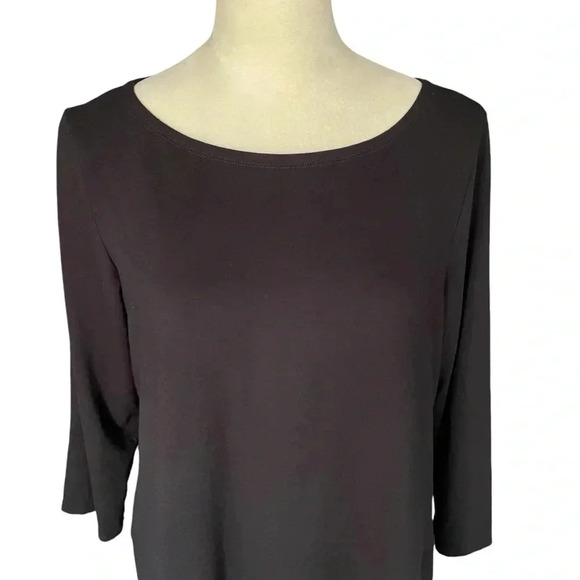 Eileen Fisher Viscose Spandex Jersey Tunic Dolman Sleeve Boat Neck Top Women L - Picture 4 of 7